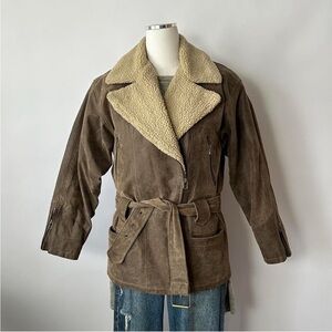 Vintage Y2K Winlit belted Leather Moto-Style Jacket distressed look small.